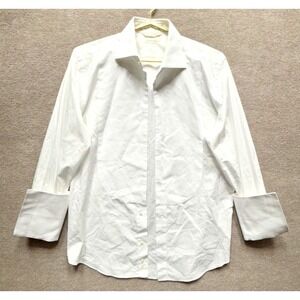 Suitsupply Shirt Men 41/16 White Slim Tuxedo Formal French Cuff Egyptian Stud